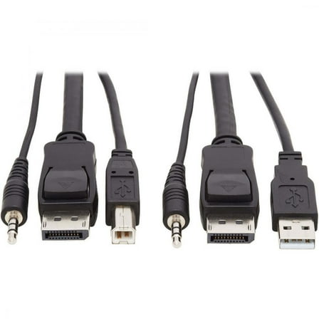Eaton Tripp Lite Series DisplayPort KVM Cable Kit, 3 in 1 - 4K DisplayPort, USB, 3.5 mm Audio (3xM/3xM), 4:4:4, 6 ft. (1.83 m), Black - 5.91 ft KVM Cable for KVM Switch, Computer - First End: 1 x M...