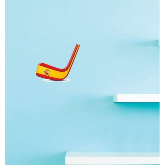 Vinyl Wall Decal Sticker : Spain Hockey Puck Stick Community Stick Sport Team     Bedroom Bathroom Living Room Picture Art Peel & Stick Mural Size: 10 Inches X 15 Inches - 22 Colors Available
