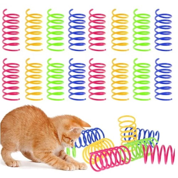 Keyohome Colorful Springs Cat Toy,48 Pcs Cat Coil Toy Durable Plastic Spiral Spring Cat Toy Interactive Cat Toy Creative Cat Activity Toy Cat Bouncing and Training Fun Gift