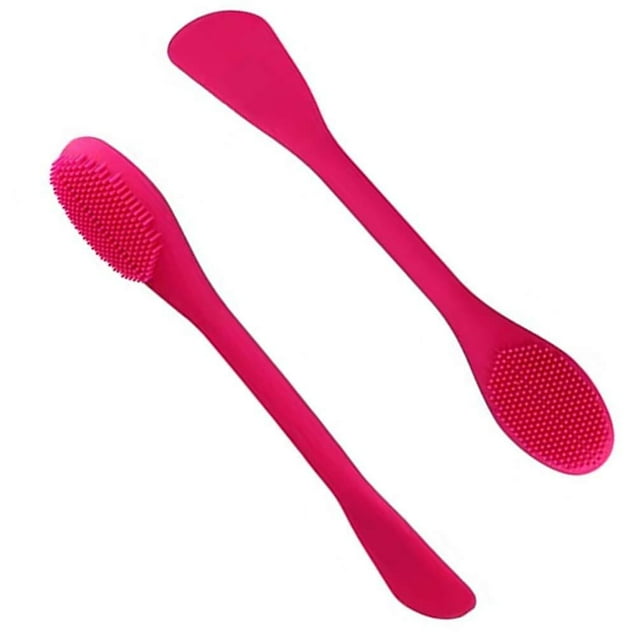 Silicone Mask Brush Duo, 2-pack Premium Soft Mask And Cleansing Brush, Facial Treatment, Clay Mask, Diy, Rose Red