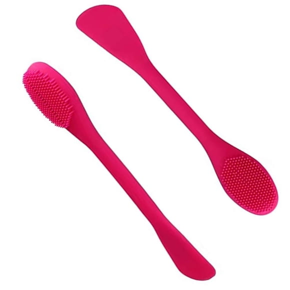 Silicone Mask Brush Duo, 2-pack Premium Soft Mask And Cleansing Brush, Facial Treatment, Clay Mask, Diy, Rose Red