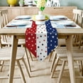 thumbnail image 2 of Chemin de Table pour la Fête de l'Indépendance en Mélange Coton-Lin, 4 Juillet Rouge Blanc Bleu Couvre-Table Chemin de Table Décoration pour Fête Intérieure Extérieure Vacances Mariage Table à Manger - 16 x 72 Pouces de Long, 2 of 7