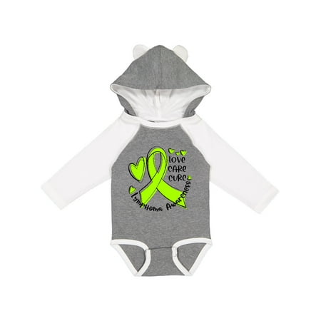 

Inktastic Love Care Cure Lymphoma Awareness Lime Green Ribbon Hearts Gift Baby Boy or Baby Girl Long Sleeve Bodysuit