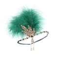 thumbnail image 2 of Diadema estilo flapper, diadema de plumas, disfraz temático de los años 20, accesorio para el cabello, tocado para actuaciones en escenario, cócteles Verde Salvador Tocado de aleta, 2 of 10