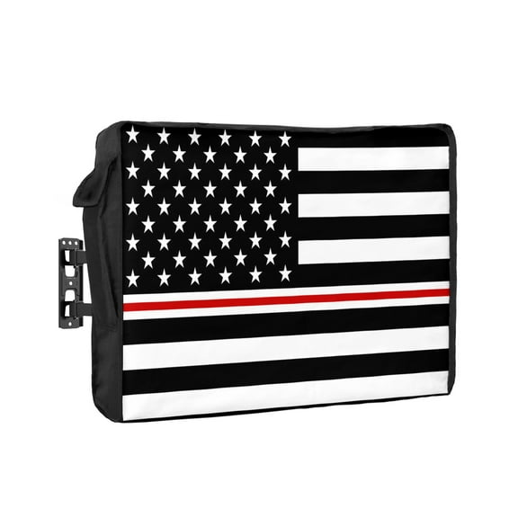 Outdoor Tv Cover 50 To 55 Inch, Black and Red Texture Traditional United States Flag Waterproof And Weatherproof Tv Covers Tv Display Protectors For Outside Flat Screen Tv 30x19x4.5In