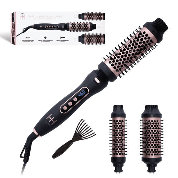 Hot & Hotter Gold Collection Professional Regular Ceramic Hot Air Brush, Ionic, Black