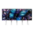 thumbnail image 2 of PhooArto Key Holder for Wall Decorative with 5 Key Hooks, Blue Butterfly Purple Flower Holders Wall Mount Organizer with Mail Key Rack, Self Adhesive, 2 of 7
