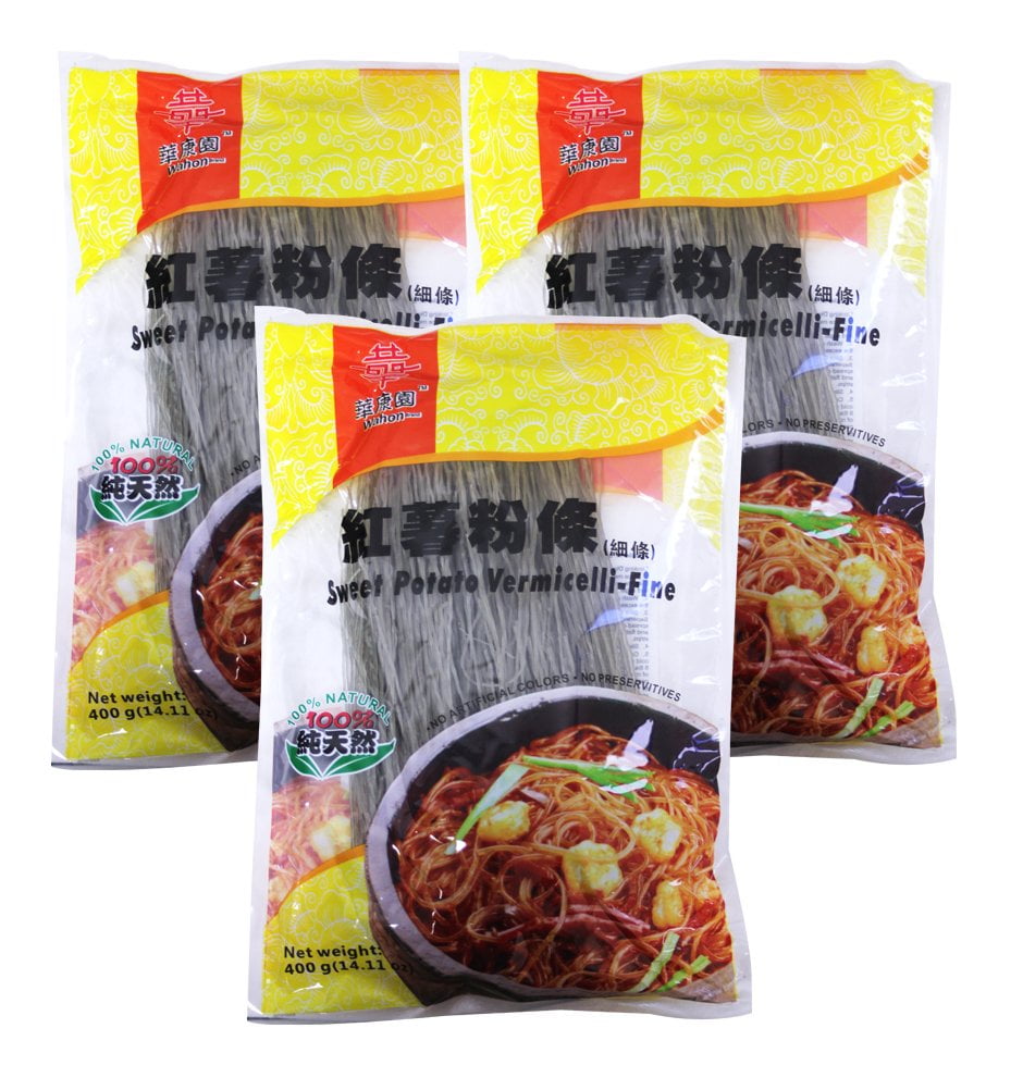 Wahon Sweet Potato Vermicelli Wide Oriental Noodle (400g) (Pack of 3