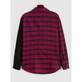 thumbnail image 2 of Zaful Classic Plaid Shirt for Men Plaid Spliced Pattern Long Sleeve Shirt Red XL, 2 of 4