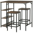 thumbnail image 1 of HOMCOM 3 Pieces Bar Height Dining Table Set with Storage Shelf & 2 Stools, 1 of 10