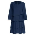 thumbnail image 4 of YiZYiF Robe de Soirée à Volants Manches Courtes Superposée Col Rond Formelle pour Mariage Femmes Bleu Marine G, 4 of 6