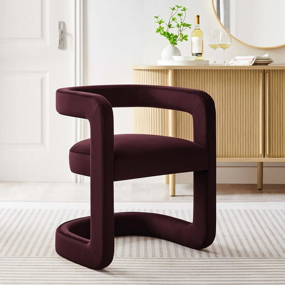 Winslow Barrel Performance Velvet Dining Chair in Mulberry