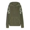 thumbnail image 5 of VEKDONE Womens Trendy Hoodies Lace Patchwork Hollow Out Textured Hooded Sweatshirt Casual Drawstring Pullover, 5 of 7