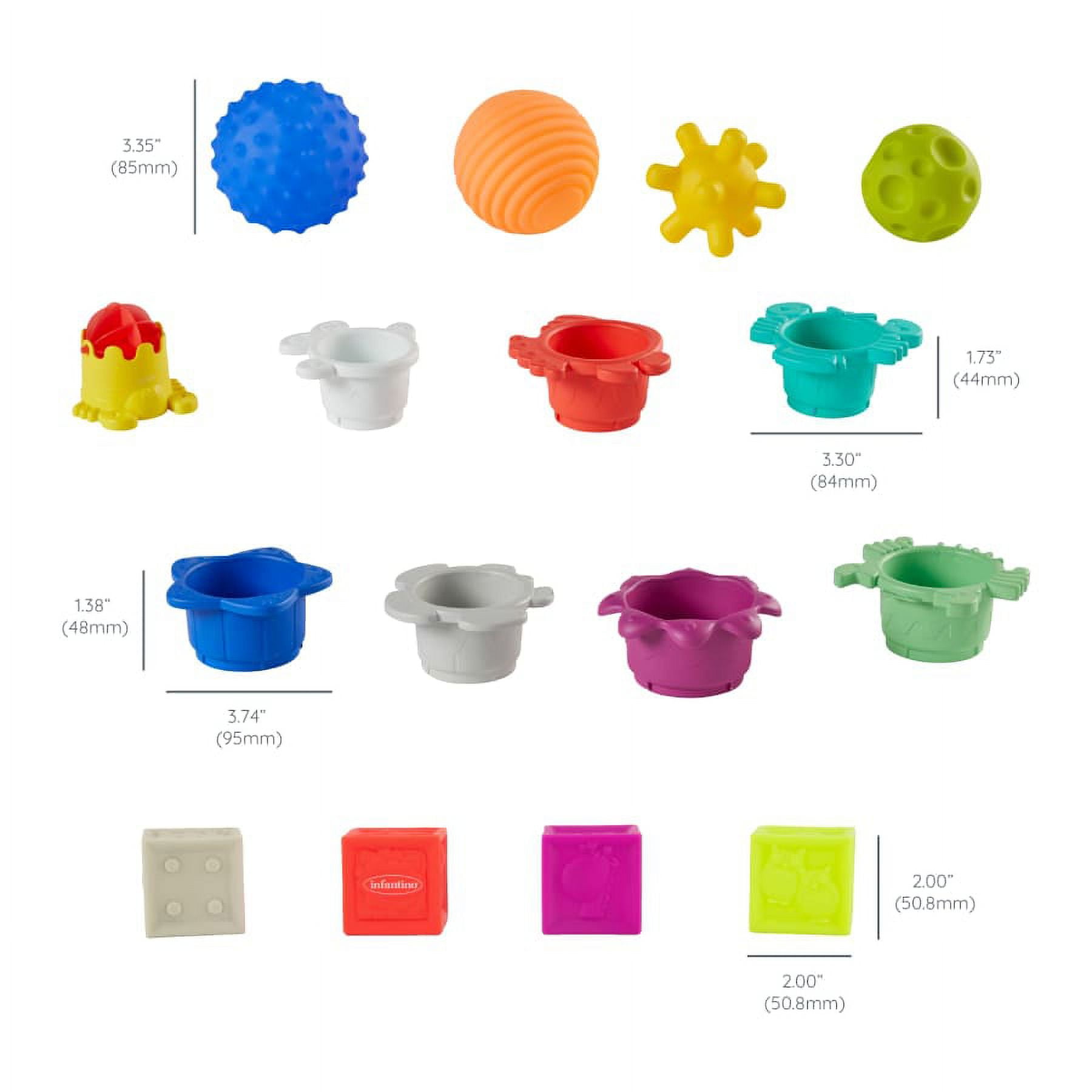 Infantino Sensory Balls, Blocks & Cups Activity Set for Babies, 6-12 Months, Multicolor, 16-Piece Set