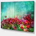 thumbnail image 2 of Petites Fleurs Rouges et Roses sur Fond Bleu - Impression d'Art Floral sur Toile, 2 of 4