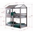 thumbnail image 3 of Pemberly Row Twin Over Twin Solid Wood Bunk Bed with Pink Tent in Gray, 3 of 3