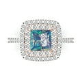 thumbnail image 2 of 2.07 ct Princess Cut Blue Moissanite Halo Engagement Ring for Women in 14K White/Rose Gold, 2 of 2