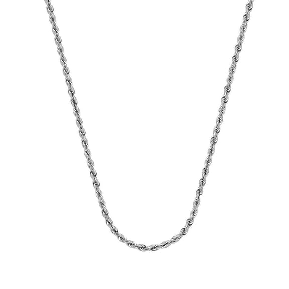 10k White Gold Hollow Rope Chain Necklace 2.9mm Lobster Claw Closure - 4.5 Grams - 30 Inch