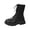 Black, variant on White Ladies Casual Ankle Boots Lace Up Round Toe Thick Sole Low Heel British Design Solid Color Boots Perfect For Spring Pu Upper