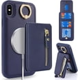 thumbnail image 4 of iPhone Xs case with Card Holder, iPhone x/xs Phone Case Wallet for Women magsafe Compatible Wallet Detachable 2-in-1 for Men-Dark Blue, 4 of 15
