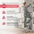 thumbnail image 2 of Hailo Folding Step Stool, 2 Step Ladder with Tray, K100, Silver, 2 of 12