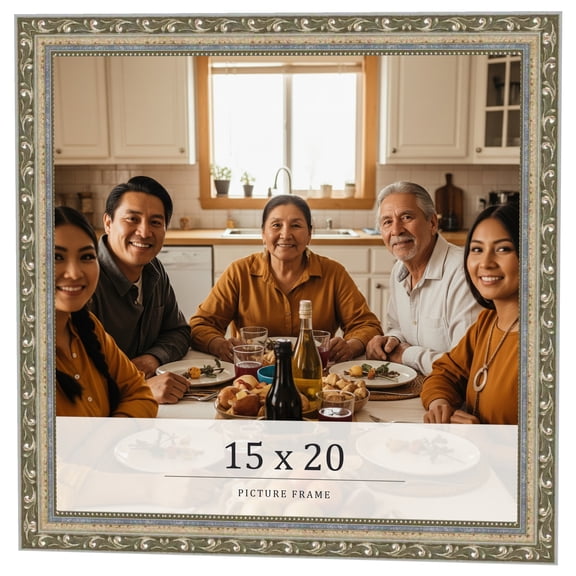 15x20 Frame Silver Solid Wood Picture Frame Width 1.125 Inches | Interior Frame Depth 0.375 Inches