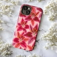 thumbnail image 5 of Pink Floral Phone Case with Red and Fuchsia Lily Design, Vibrant Botanical Aesthetic Protective Cover for iPhone 17 16 15 14 13 12 11 Plus Pro Max Mini, 5 of 6
