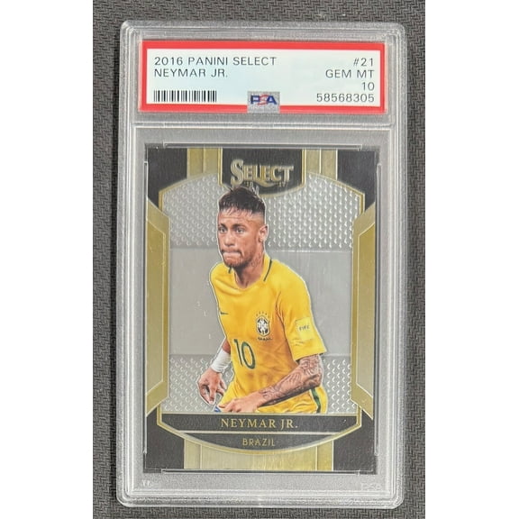 Neymar Jr 2016 Panini Select Soccer Card #21 Graded PSA 10
