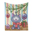 thumbnail image 1 of Christmas Soft Flannel Fleece Throw Blanket, Kitten with Scarf Under the Tree with Ball Celebration and Gift Box Cat Themed, Cozy Plush for Indoor and Outdoor Use, 50" x 70", Multicolor, by Ambesonne, 1 of 6