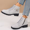thumbnail image 6 of Miqool Womens Lace Up Ankle Boots Side Zipper Buckle Strap Low Block Heel Non Slip Short Booties Fall Winter Daily Outdoor Walking Shoes, 6 of 9