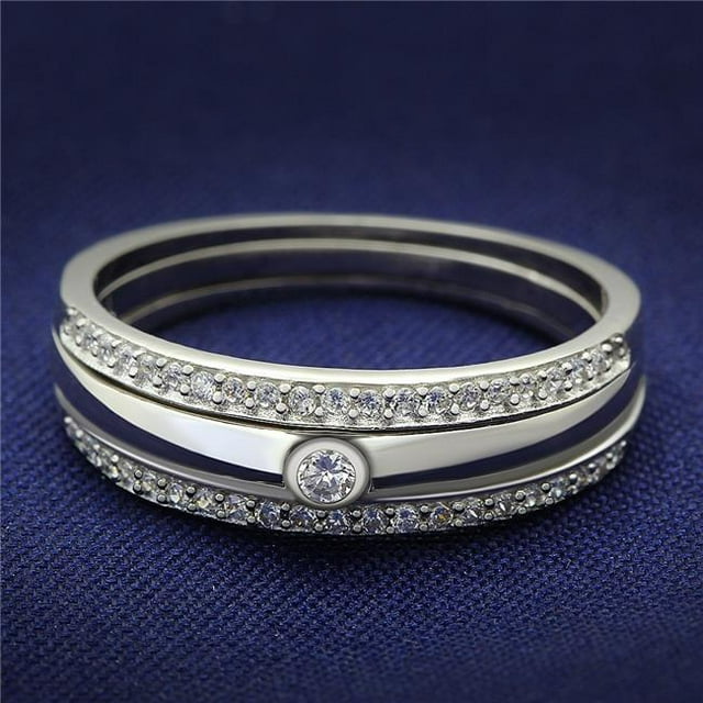 Alamode TS013-7 Femmes Rhodium 925 Bague en Argent Sterling avec AAA Grade CZ en Clair - Taille 7