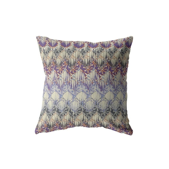 Hatches Indoor/Outdoor Broadcloth Fabric Pillow in Purple 16x16