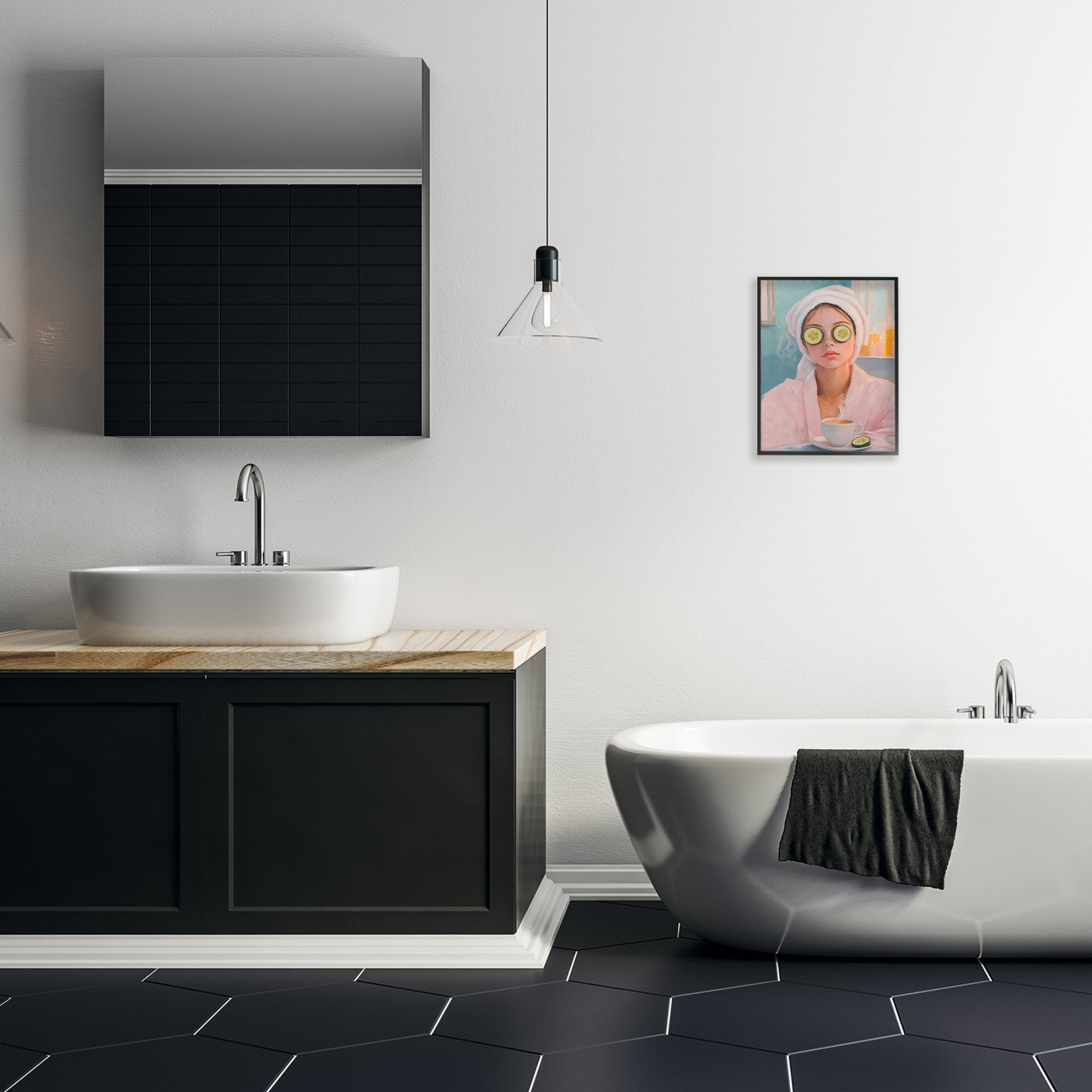 Stupell Industries Spa Day Cucumber Self Care Black Framed Giclee Art, design by The Prints Vibe