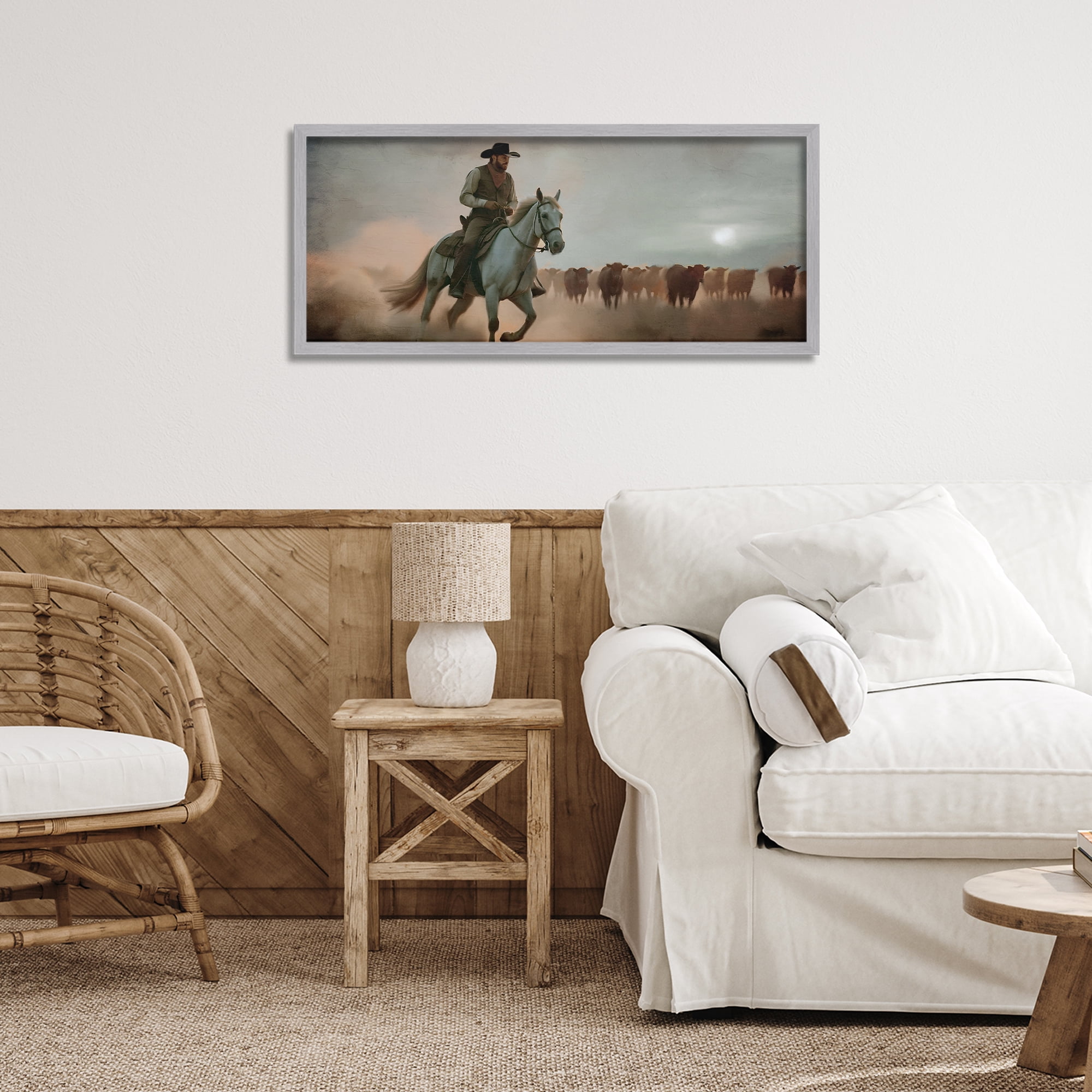 Stupell Industries Home Bound Cowboy Gray Framed Giclee Art, design by Kim Allen
