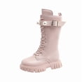 thumbnail image 2 of WAVSUF Girls Wide Width Boots Round Toe Mid Calf Soft Sole Winter Warm Platform Boots Pink 3 Big Kids, 2 of 10
