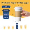 thumbnail image 2 of Fit Meal Prep 50 Pack 16 oz Disposable Coffee Cups with Lids, Sleeves, Leak-Proof To Go Coffee Cups with Lids, Durable Hot Paper Cups for H, 2 of 7