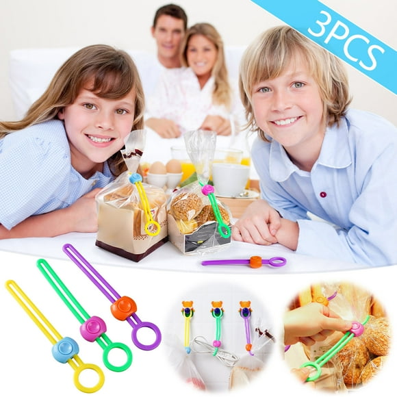 Food Bag Sealer Clips Set | Colorful TPE+ABS Multi-Purpose Sealing Bands | Freezer and Dishwasher Safe | Airtight Closure | 3PCS | 16.2cm Each | Kitchen Food Preservation Tool