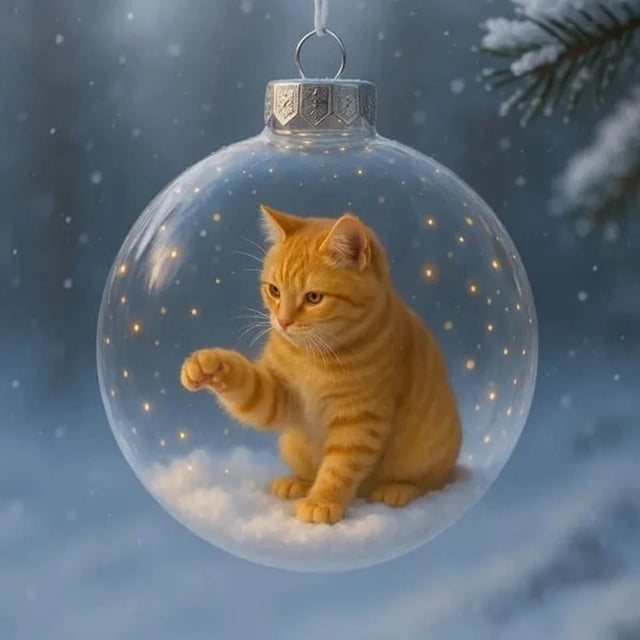 Colgante navideño plano 2D de gatos adorables | Adorno para árbol de Navidad | Decoración ligera para colgar | Ilustración de gato caprichosa | Regalo perfecto para amantes de los gatos | Adorno
