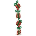 thumbnail image 4 of Northlight 43" Red Striped Flat Tinsel Stacked Gift Box Lighted Outdoor Decoration, 4 of 6