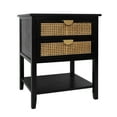 thumbnail image 3 of M optimized Farmhouse Bed Side Table with 2 Drawers, Open Shelf Storage, Rattan End Table Bedside Tables, Modern Night Stand for Bedroom, Living Room, 3 of 9