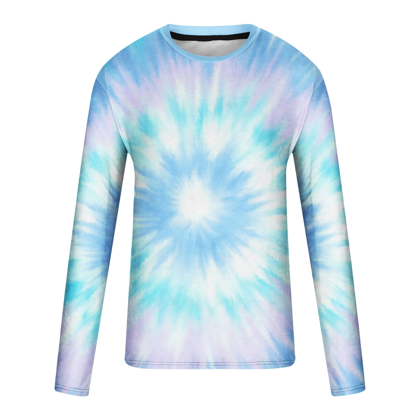 新品 anytee Diamond Blue Dyed Long Tee 2XL Honeeladyy Mens Tops Tie Dye Long Sleeve T-Shirts for Men