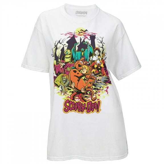 Scooby Doo 874842-small Scooby-Doo Haunted House Juniors T-Shirt, White - Small