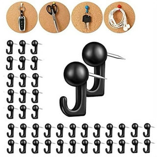 100Pcs Push Pin Hooks Hanger, AngleKai 2 in 1 Black and Clear Wall Push  Pins for Hanging Cork Board Push Pin Hook Tack for Bulletin Board, Office