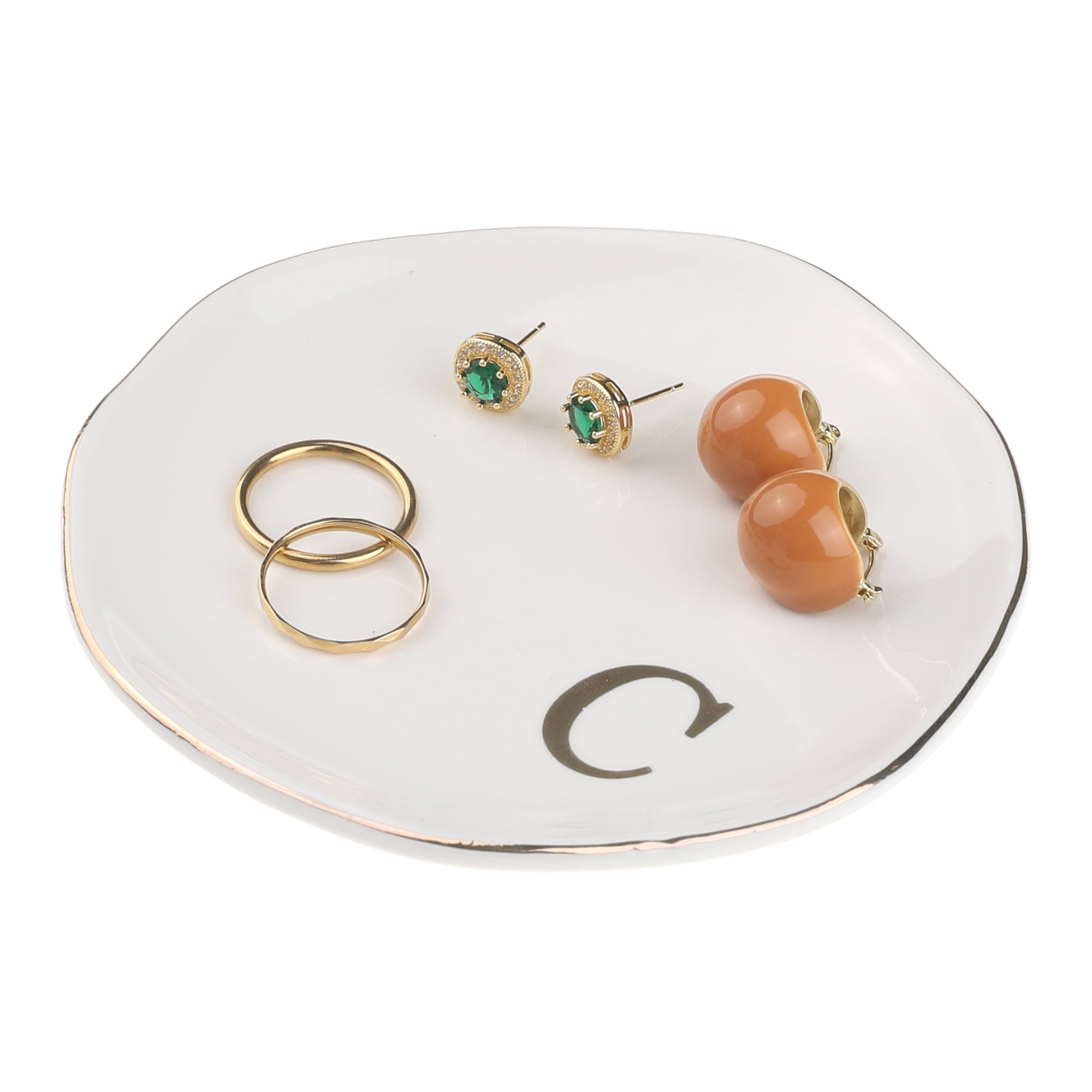 Unique Bargains Ceramic Jewelry Tray Decorative Trinket Dish Gifts Jewelry Boxes White-C
