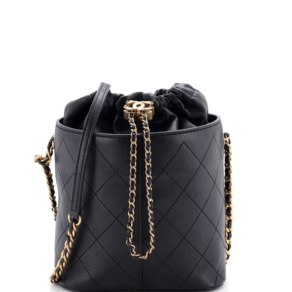 Pre-Owned CC Drawstring Bucket Crossbody Bag Stitched Calfskin Medium By Rebag
