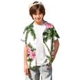 thumbnail image 3 of Abcomgle Boys Hawaiian Shirt 7/8 Button Down Short Sleeve Hawaii Shirts for Boys Tropical Floral Print Tourist Spring Shirts for Boys,Army Green,12-13Years, 3 of 5