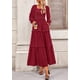 thumbnail image 4 of Vestido PRETTYGARDEN Maxi Rojo con Escote Cuadrado y Fruncido Talle S, 4 of 8