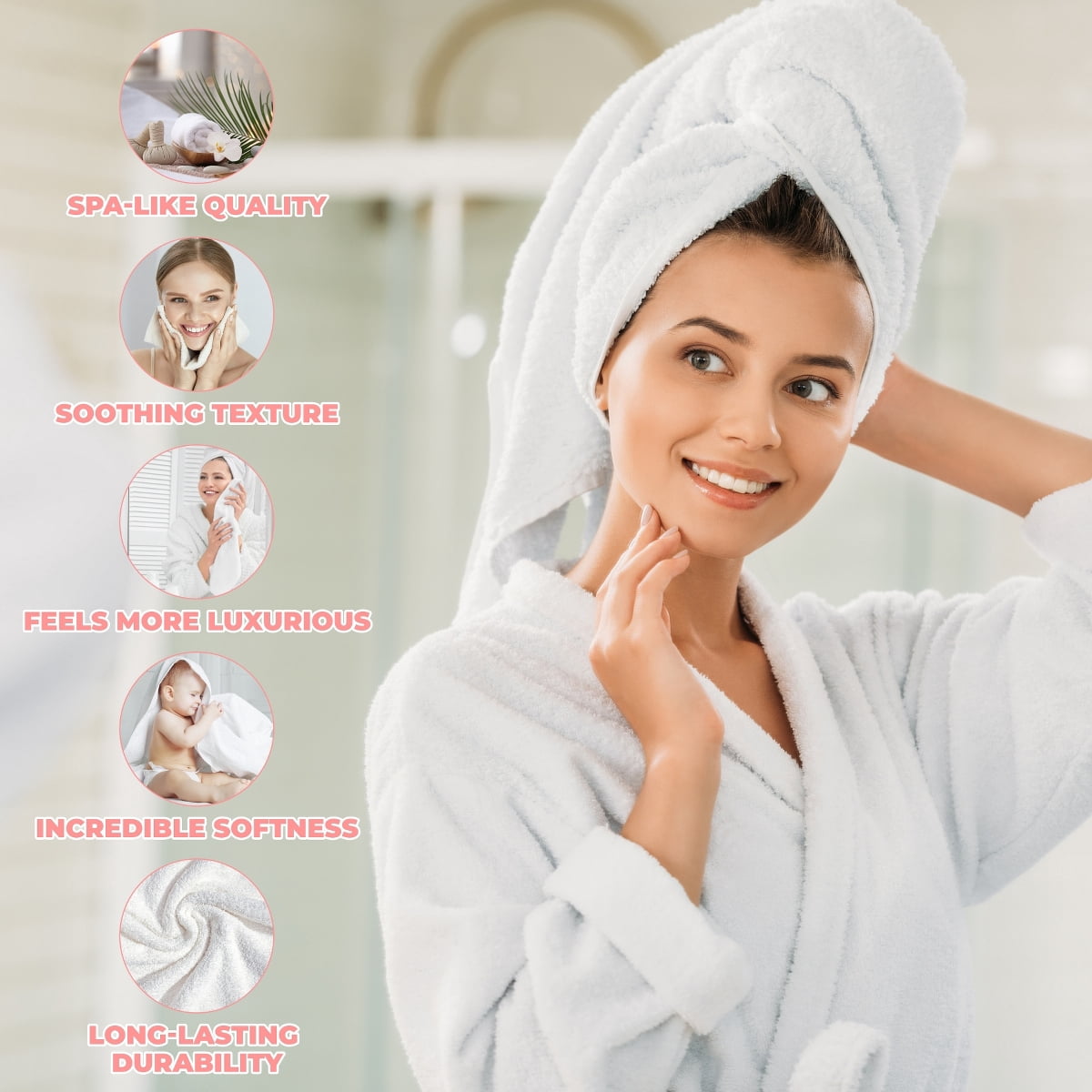 Superior Zero Twist Cotton Hand Towel Set of 6, Brick