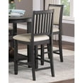 thumbnail image 2 of Clearance! Beautiful Black Finish Wooden Counter Height Chairs 2pcs Set Beige Color Textured Fabric Upholstered Dining Chairs, 2 of 7