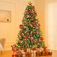 thumbnail image 2 of 6ft/7.5ft Prelit Spruce/Flocked  Artificial Christmas Pine Tree with Foldable Stand Holiday New Year Decorative Tree with Lights Green, 2 of 7